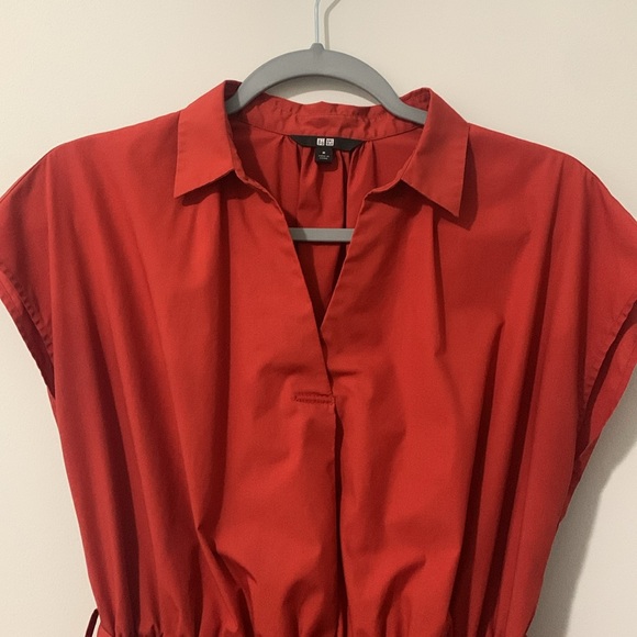 Uniqlo Orange Sleeveless Midi Shirt Dress - Picture 2 of 10